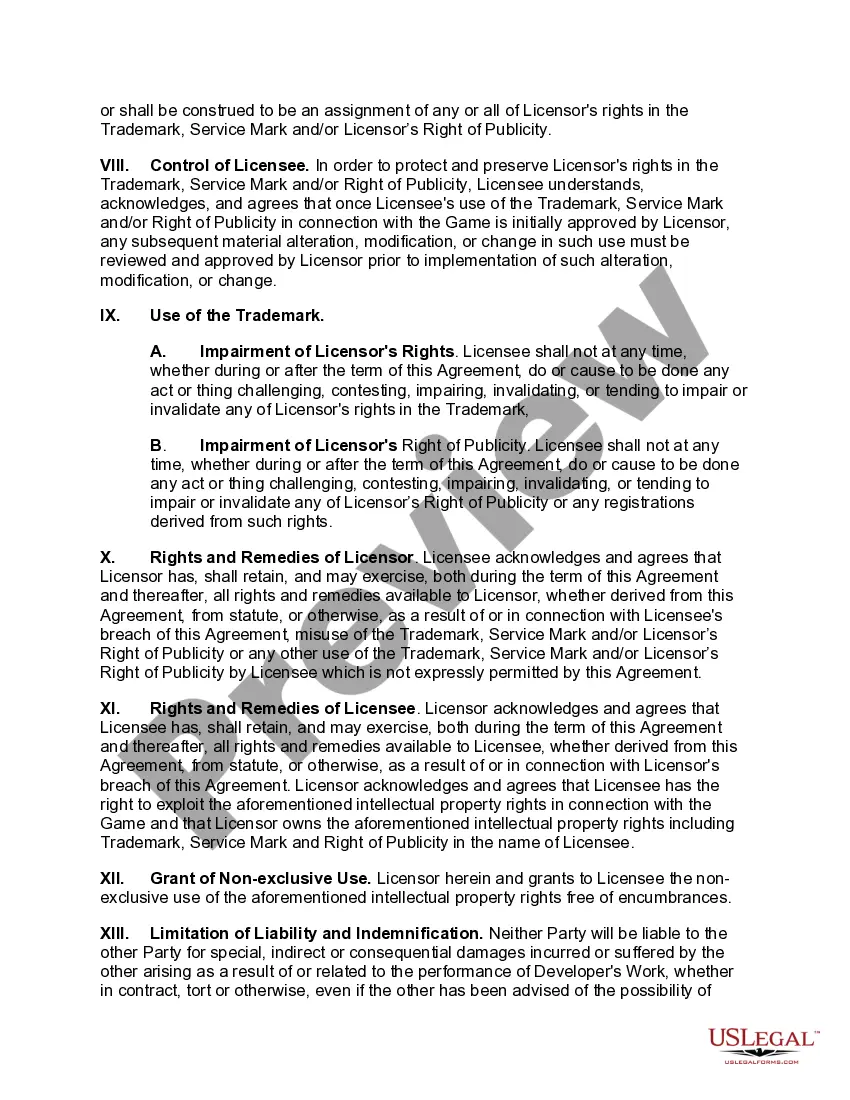 Get Trademark, Service Mark and Right of Publicity Agreement Preview Trademark, Service Mark and Right of Publicity Agreement