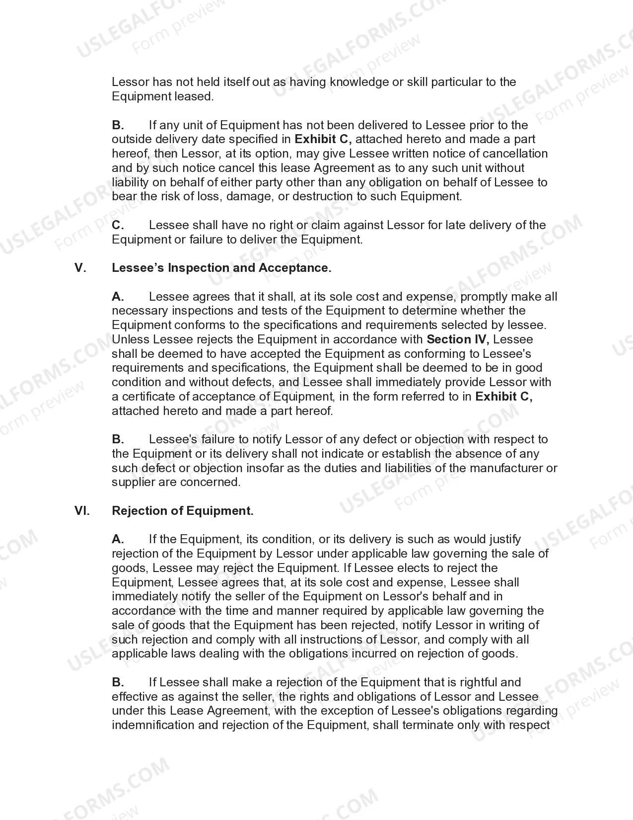 Preview Equipment Lease with Lessor to Purchase Equipment Specified by Lessee