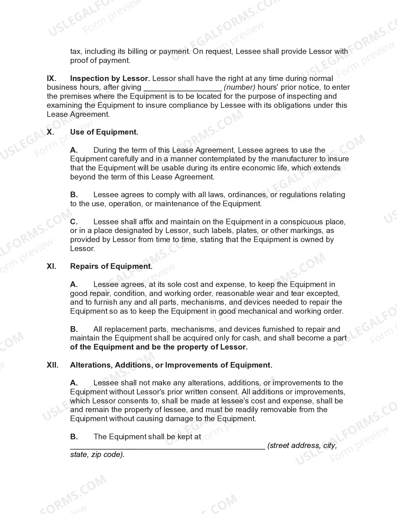 Preview Equipment Lease with Lessor to Purchase Equipment Specified by Lessee