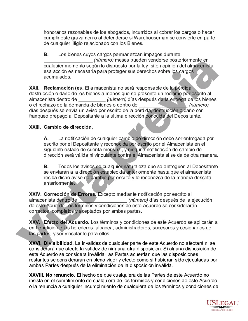 Preview Acuerdo para Almacenar Menaje de Casa