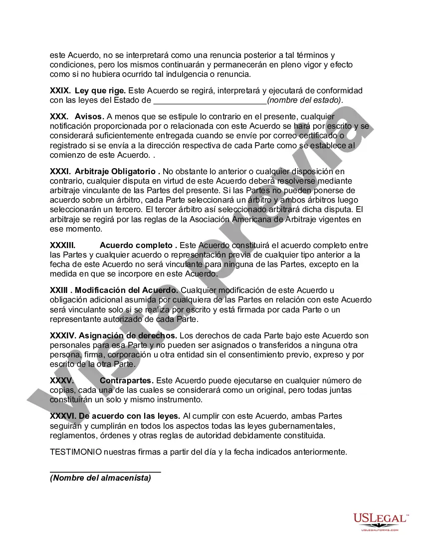 Preview Acuerdo para Almacenar Menaje de Casa