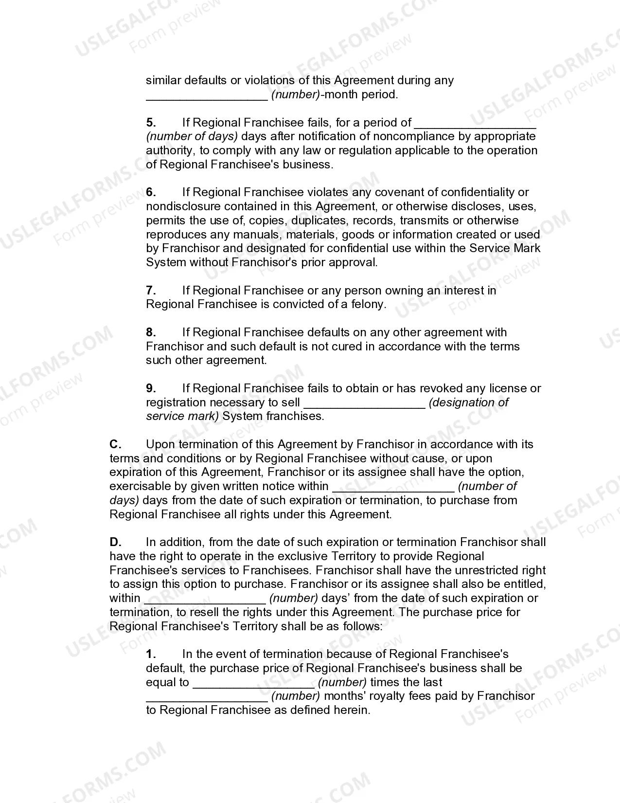 Preview Regional Franchisee Agreement for Restaurant