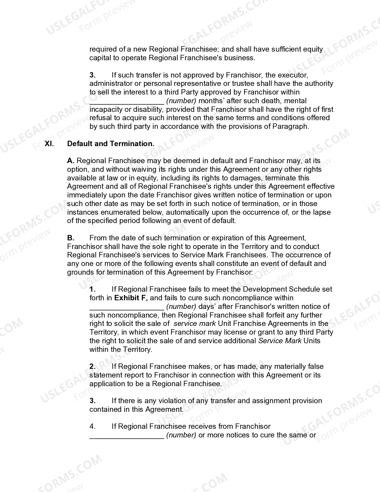 Preview Regional Franchisee Agreement for Restaurant