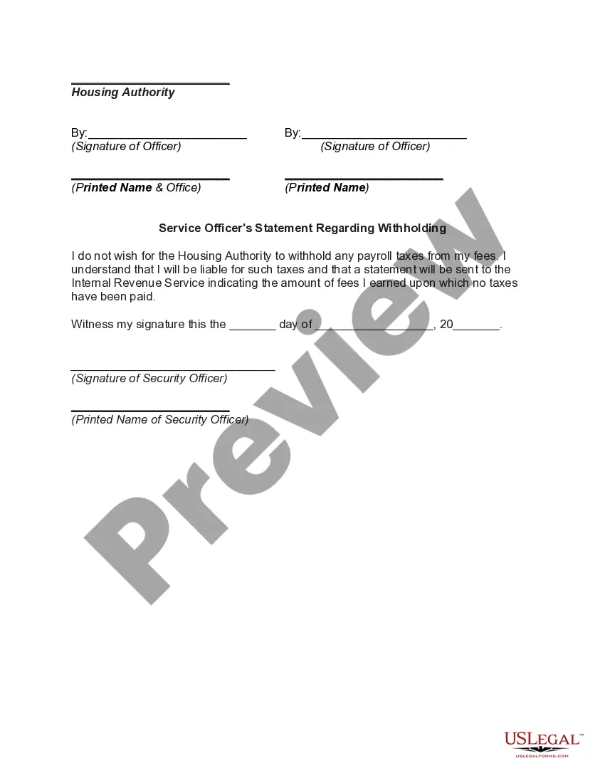 Get Building Security Services Agreement between Housing Authority and Independent Security Officer Preview Building Security Services Agreement between Housing Authority and Independent Security Officer