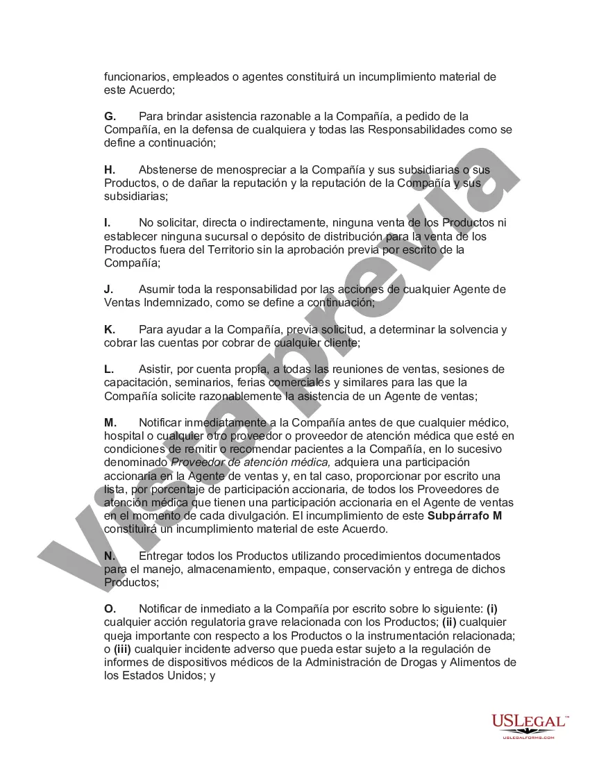 Preview Acuerdo de Agencia de Ventas con Territorio Exclusivo de Productos Dispositivos Médicos