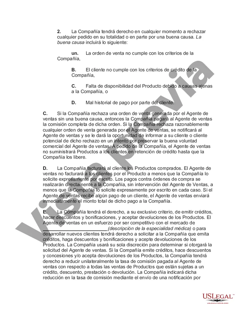 Preview Acuerdo de Agencia de Ventas con Territorio Exclusivo de Productos Dispositivos Médicos