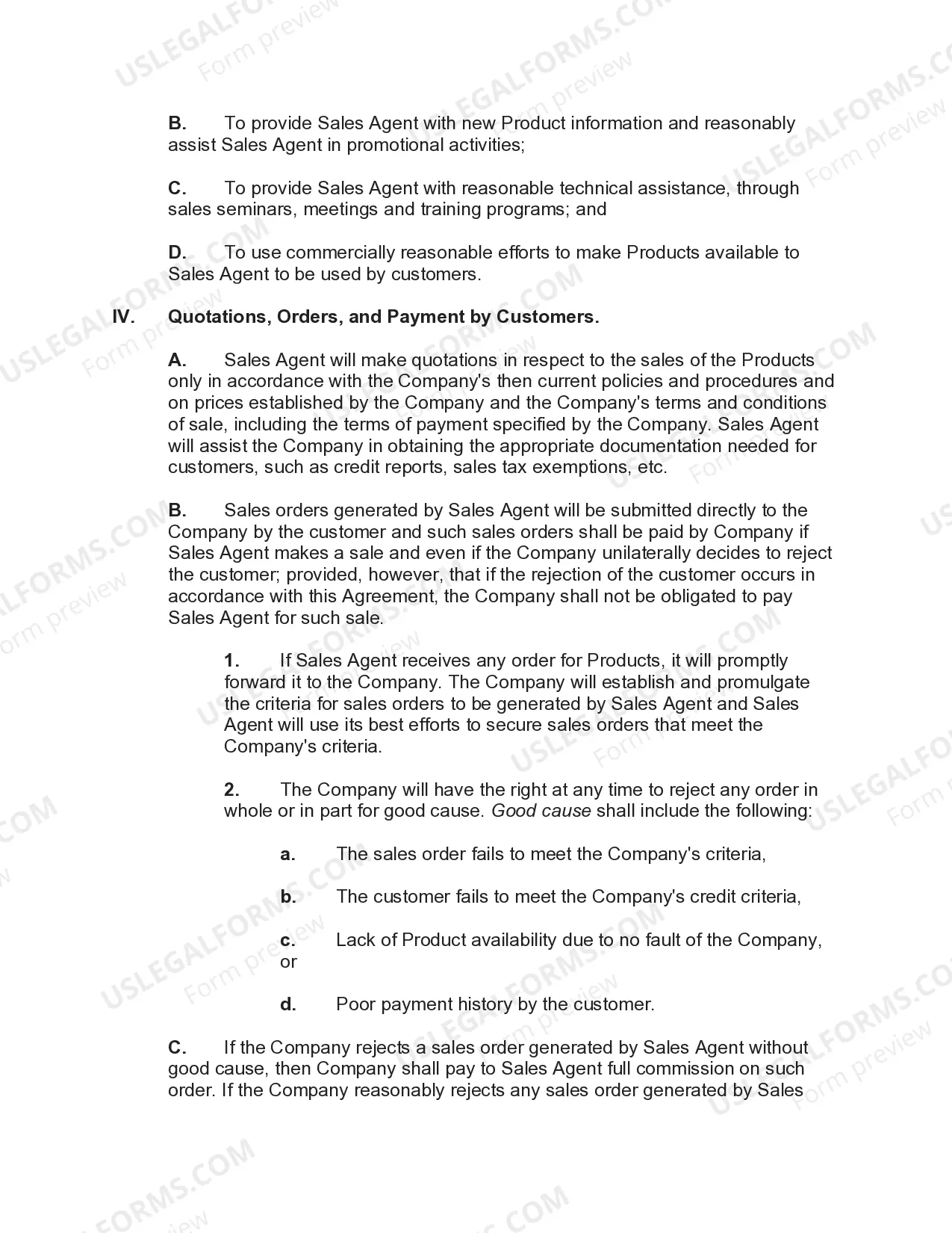 Preview Sales Agency Agreement with Exclusive Territory of Medical Device Products