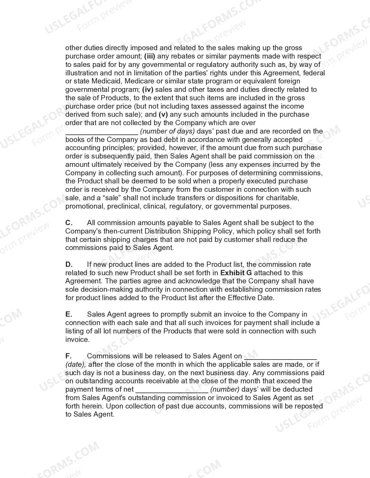 Preview Sales Agency Agreement with Exclusive Territory of Medical Device Products