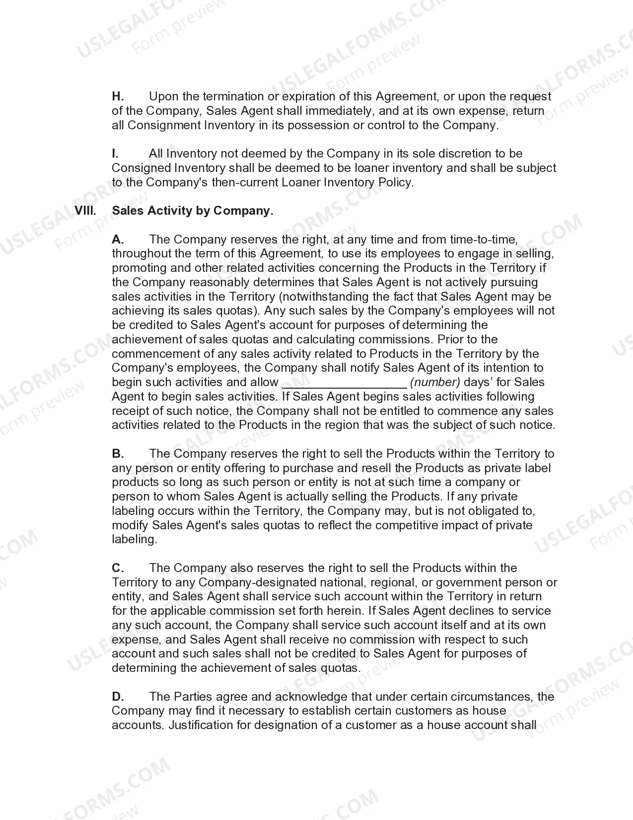 Preview Sales Agency Agreement with Exclusive Territory of Medical Device Products