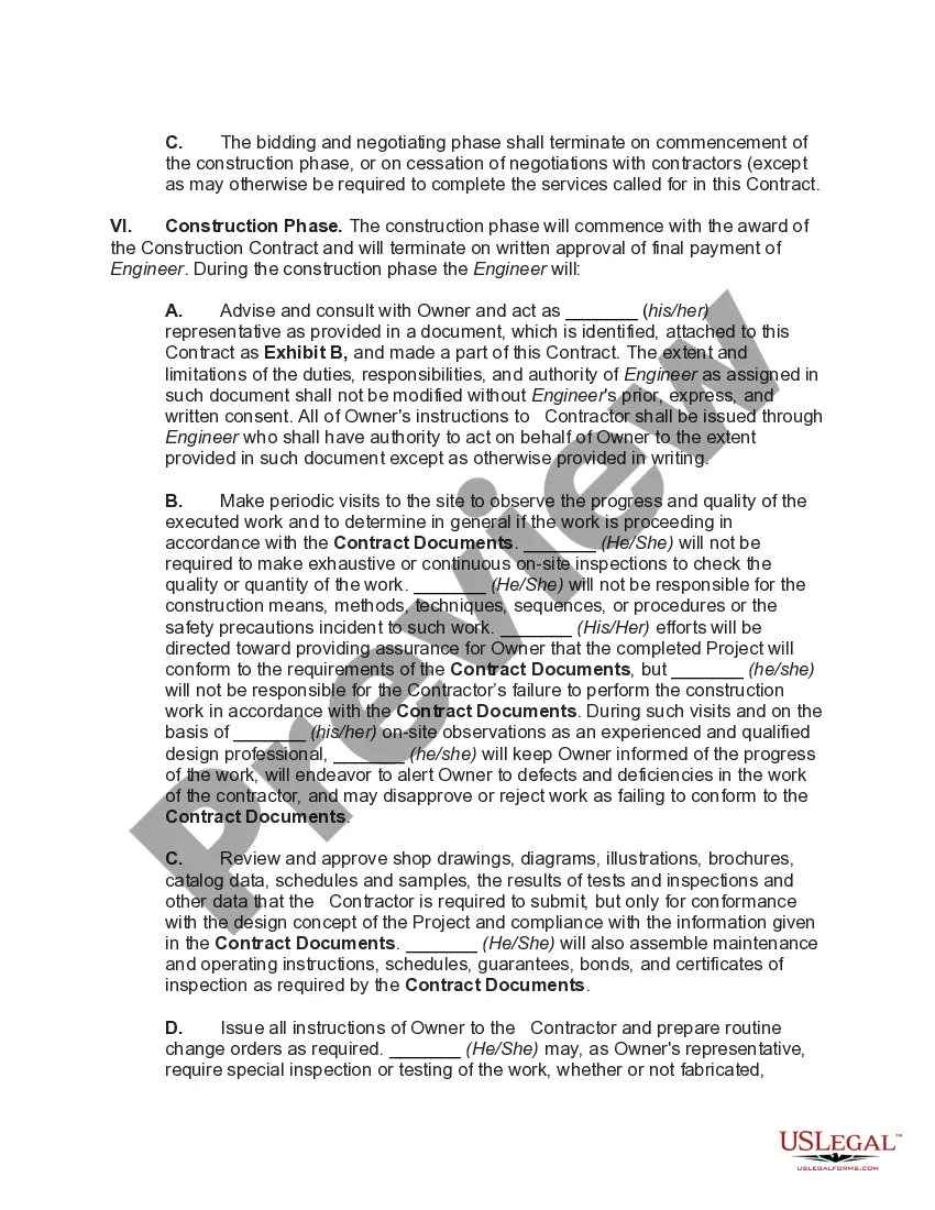 Preview Contract with Engineer to Design a Building for Fixed Fee