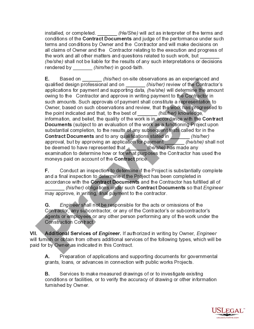 Preview Contract with Engineer to Design a Building for Fixed Fee