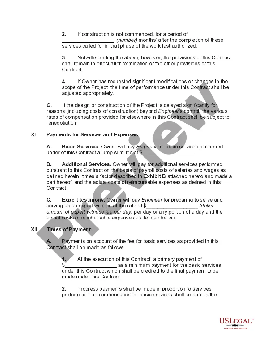 Preview Contract with Engineer to Design a Building for Fixed Fee