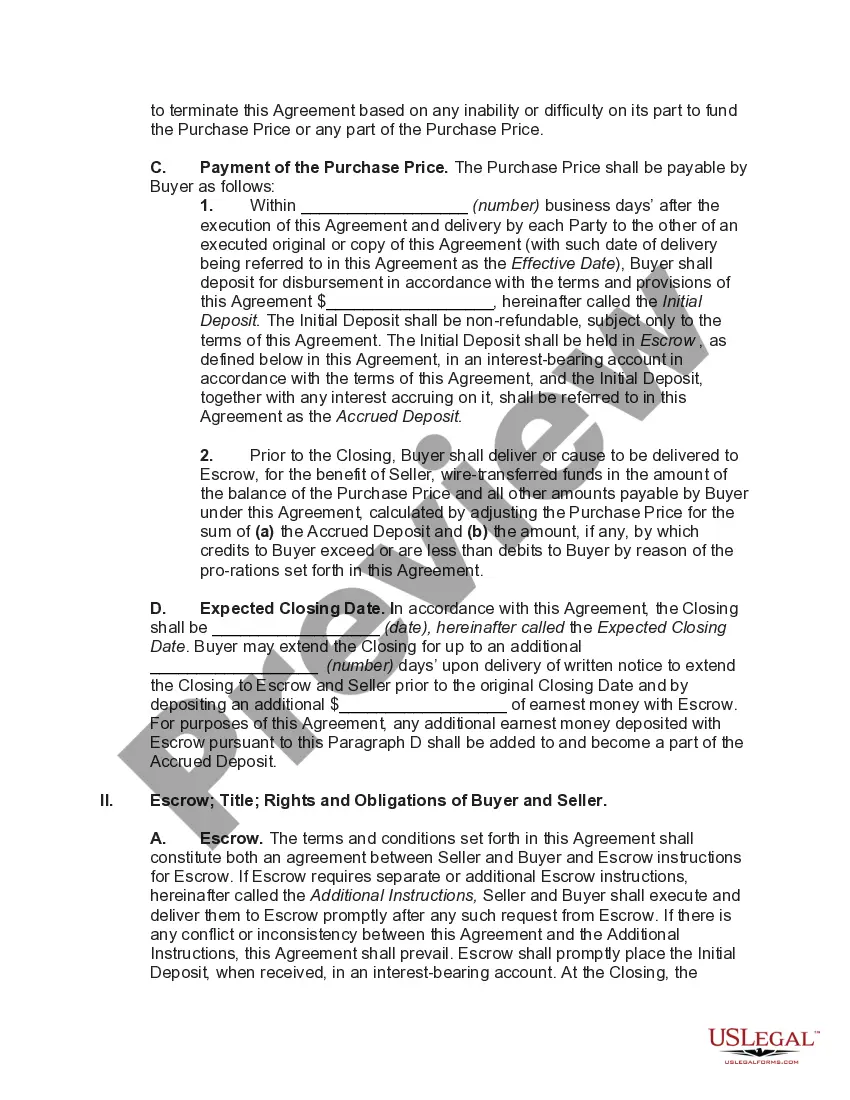 Preview Agreement of Sale of Commercial Building with Joint Escrow Instructions