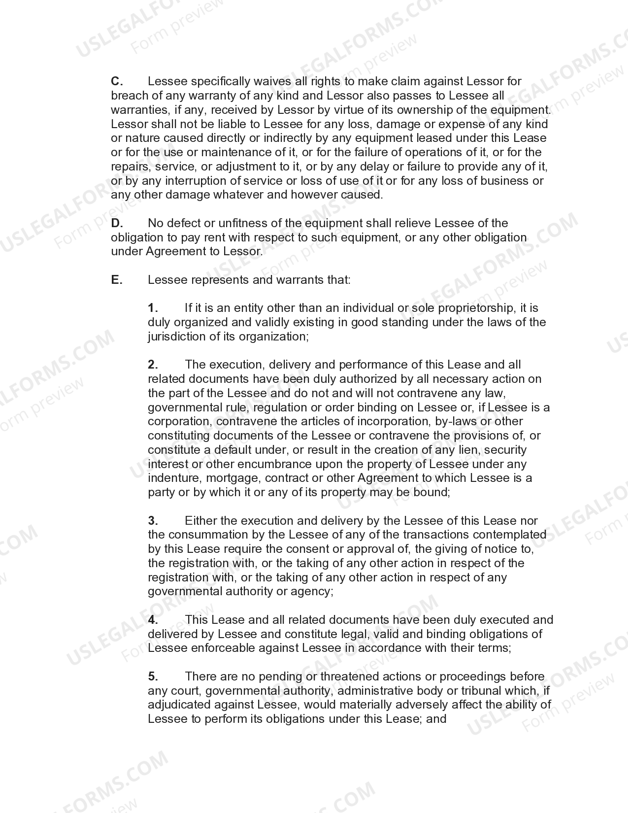 Bronx New York Computer Equipment Lease with Equipment Schedule US