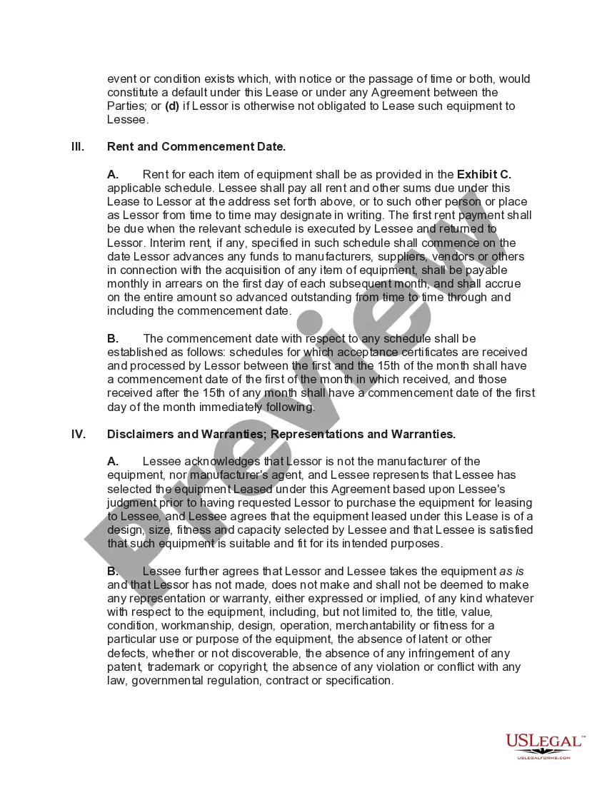 Preview Computer Equipment Lease with Equipment Schedule