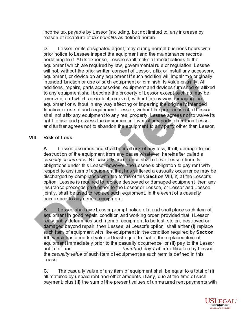 Preview Computer Equipment Lease with Equipment Schedule