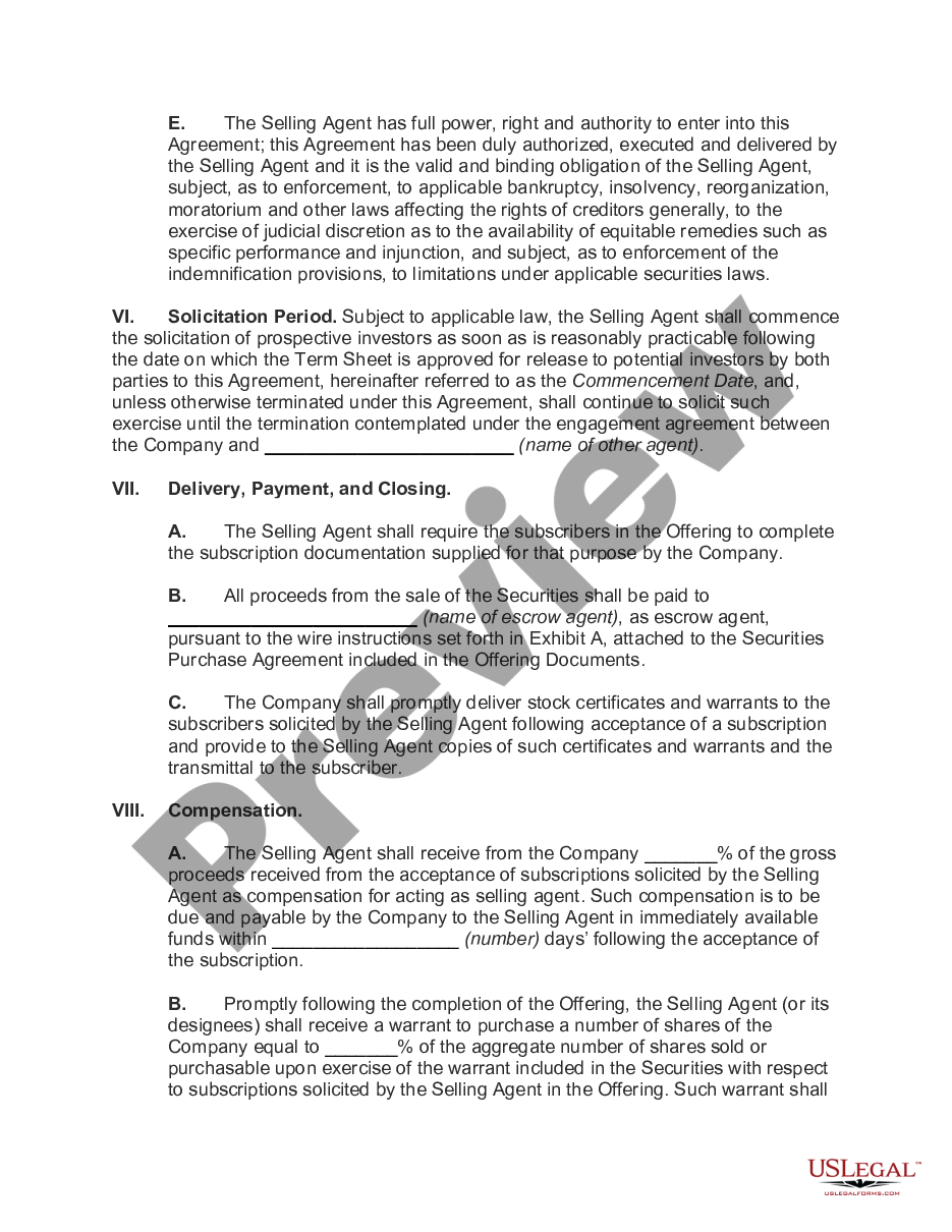 page 8 Agency Agreement for Sales of Stock and Warrants of Corporation preview