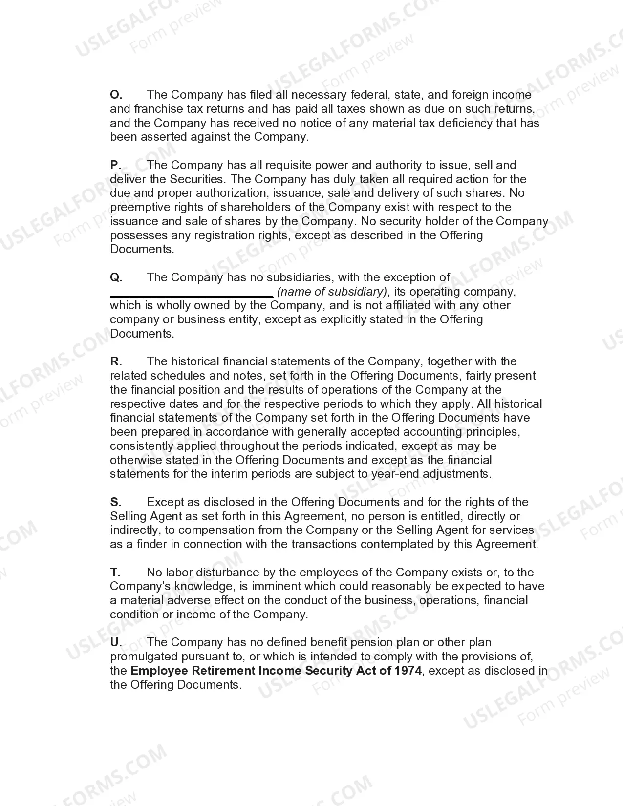 Preview Agency Agreement for Sales of Stock and Warrants of Corporation