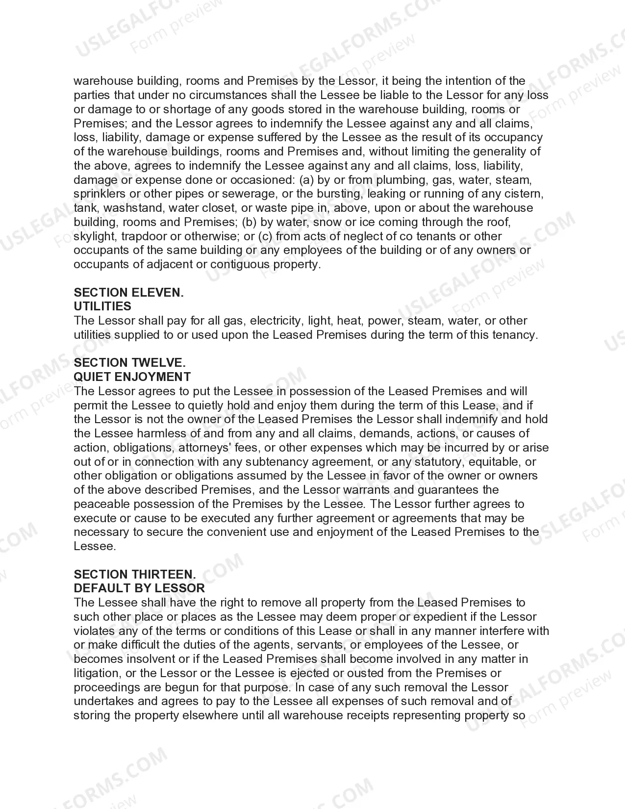 Preview Field Warehouse Storage and Indemnity Agreement