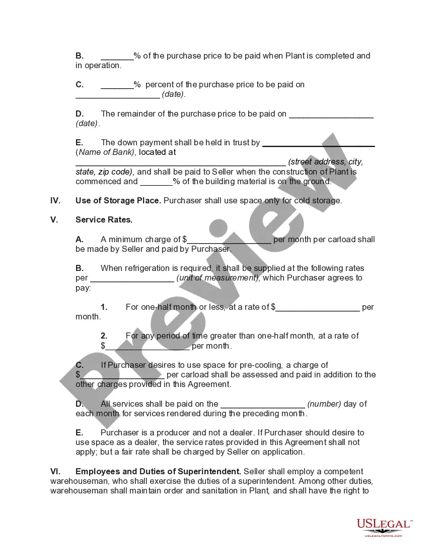 Get Agreement for Sale of Storage Space in Projected Cold Storage Plant Preview Agreement for Sale of Storage Space in Projected Cold Storage Plant