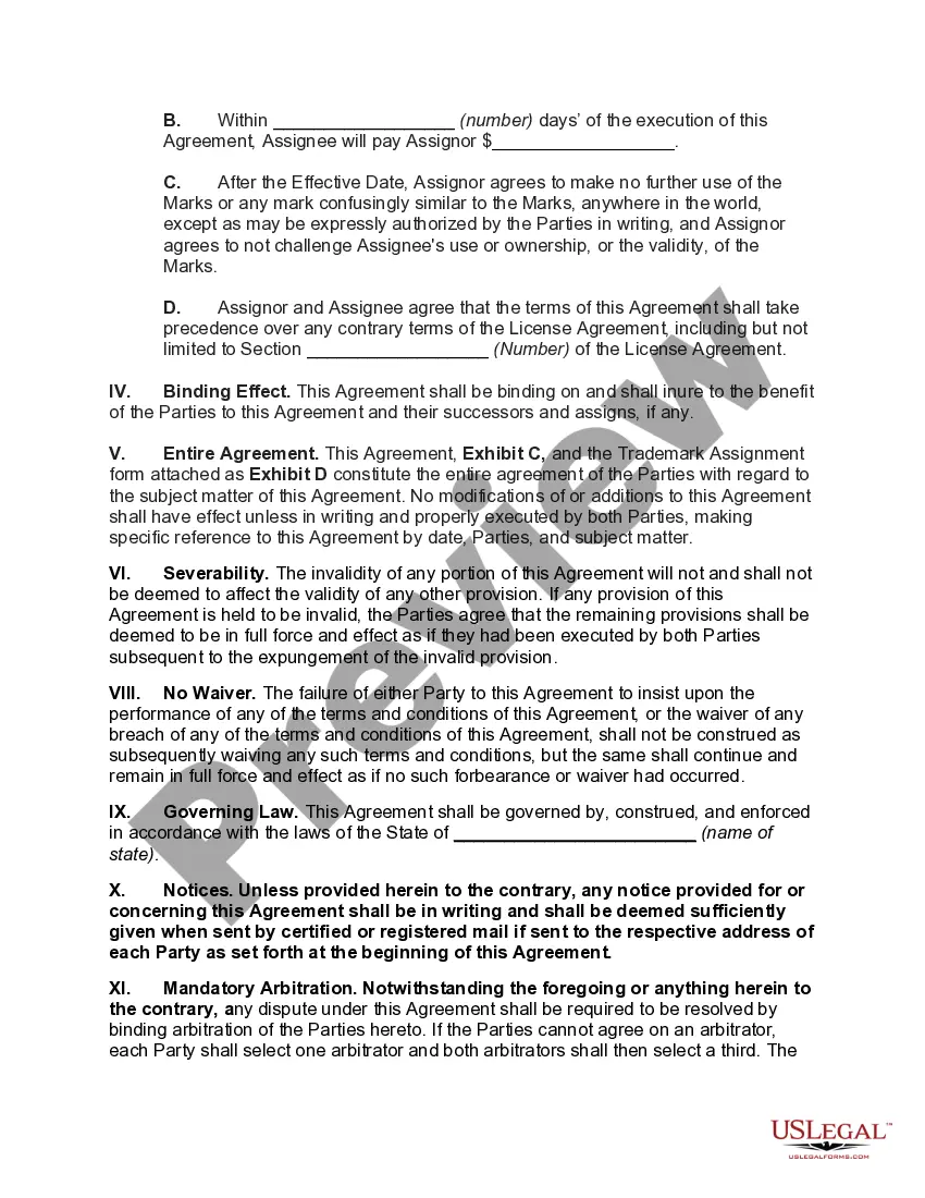 Get Trademark Assignment Agreement with Assignor as Parent Corporation of Assignee and Preparing to Issue Stock of Assignee to Public Preview Trademark Assignment Agreement with Assignor as Parent Corporation of Assignee and Preparing to Issue Stock of Assignee to Public