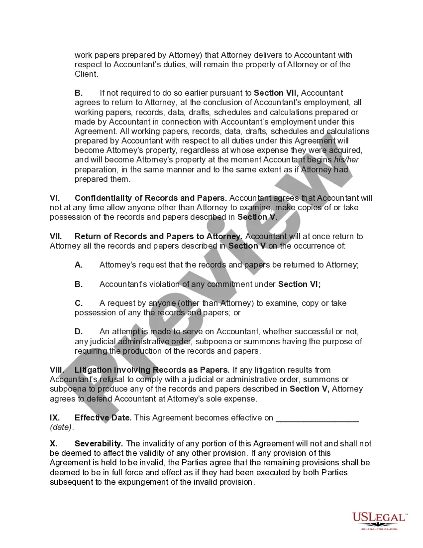 Get Agreement for Services between an Attorney and Accountant with Respect to an Internal Revenue Service Audit Preview Agreement for Services between an Attorney and Accountant with Respect to an Internal Revenue Service Audit