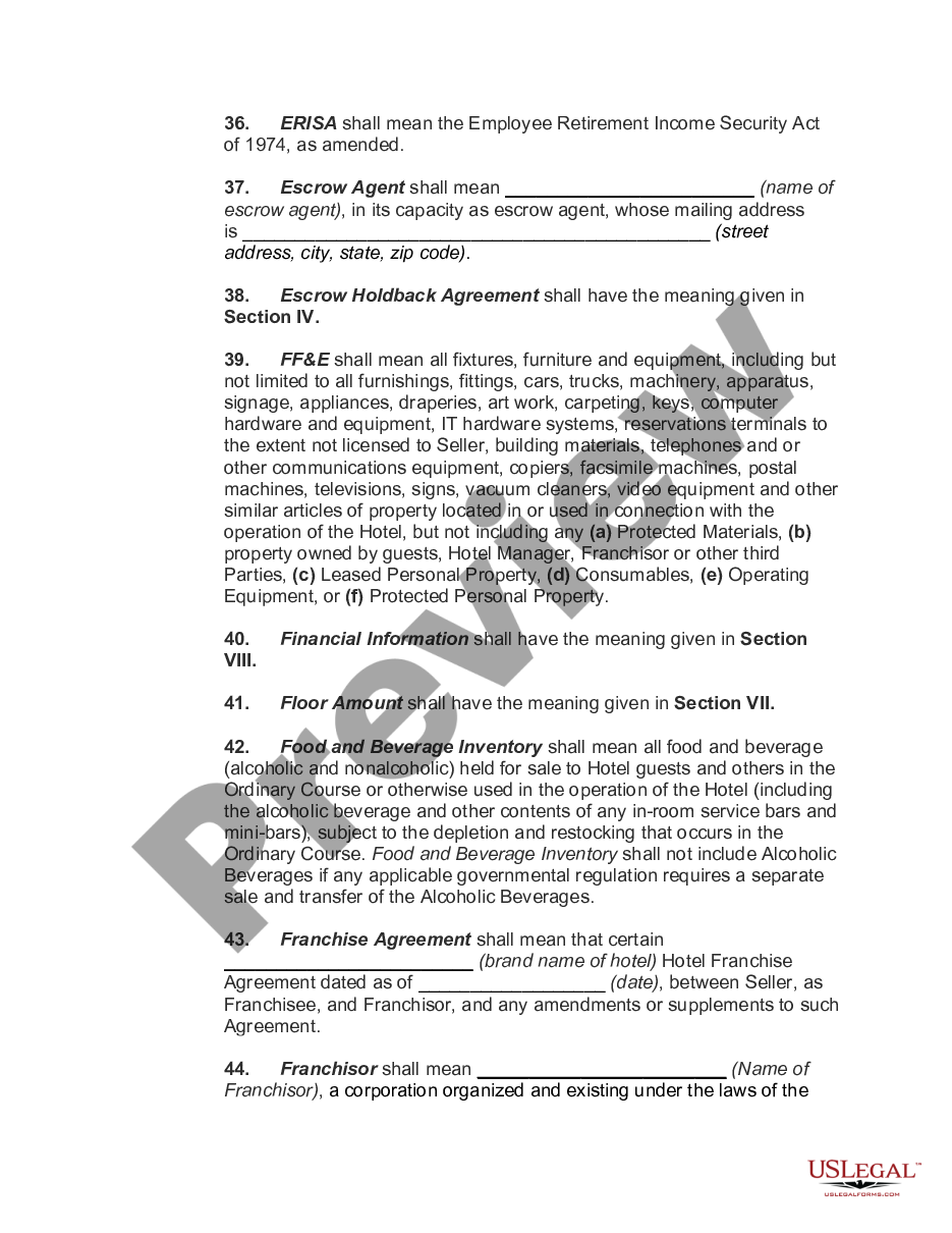 page 4 Hotel Asset Purchase and Sale Agreement preview