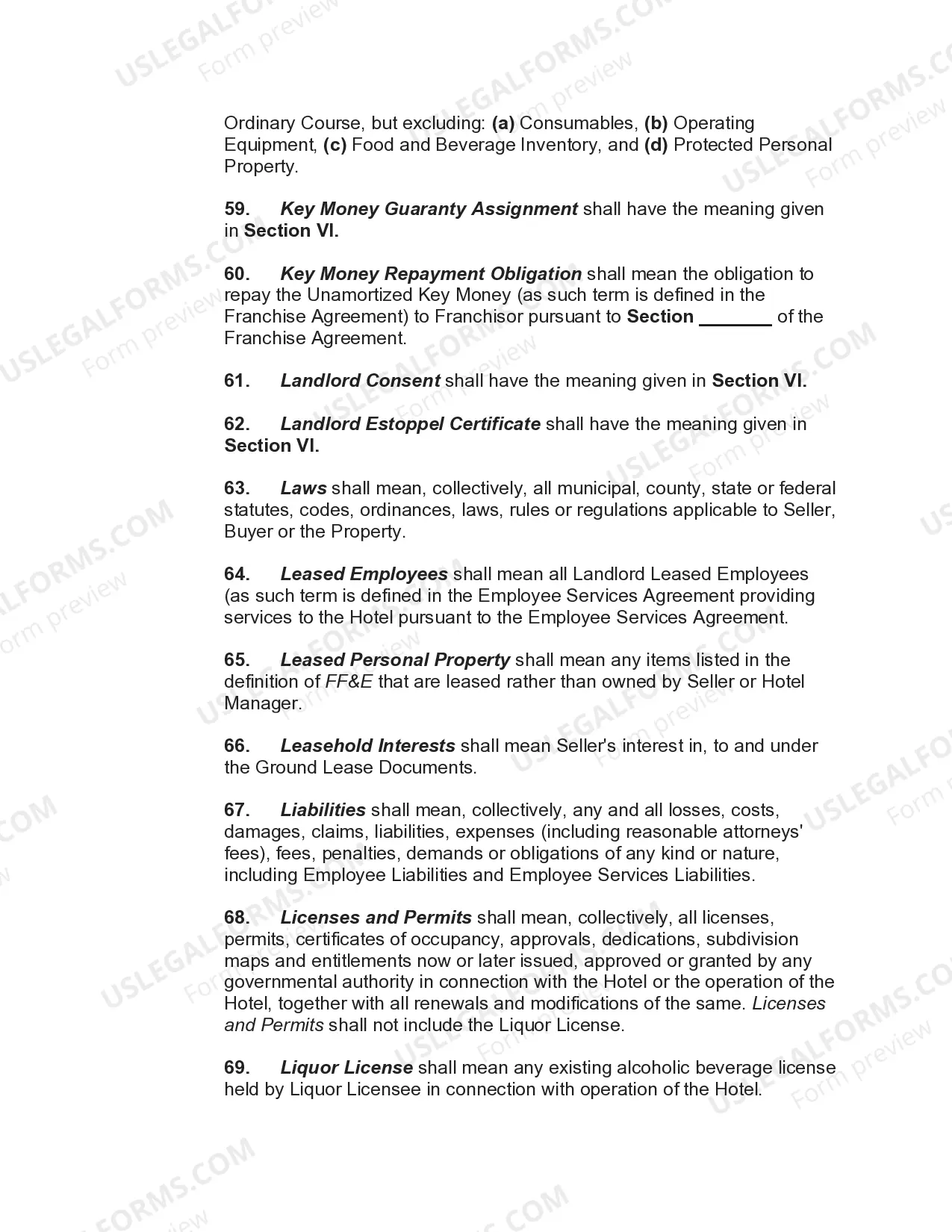 Preview Hotel Asset Purchase and Sale Agreement