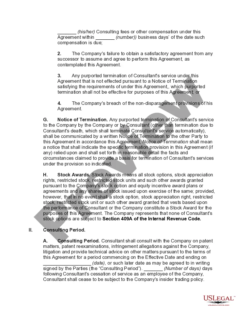 Preview Consulting Agreement with Independent Contractor who was a Retired Chief Technical Officer with Unique Technical Knowledge of Technology and Intellectual Property of Corporation