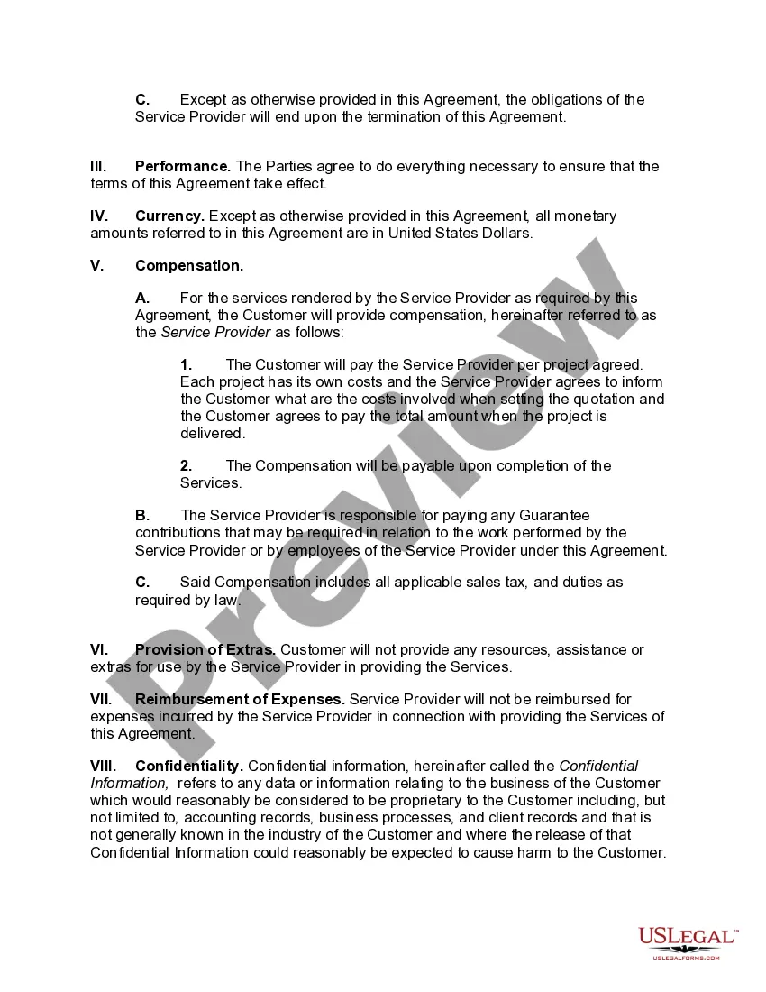 Preview General Service Agreement