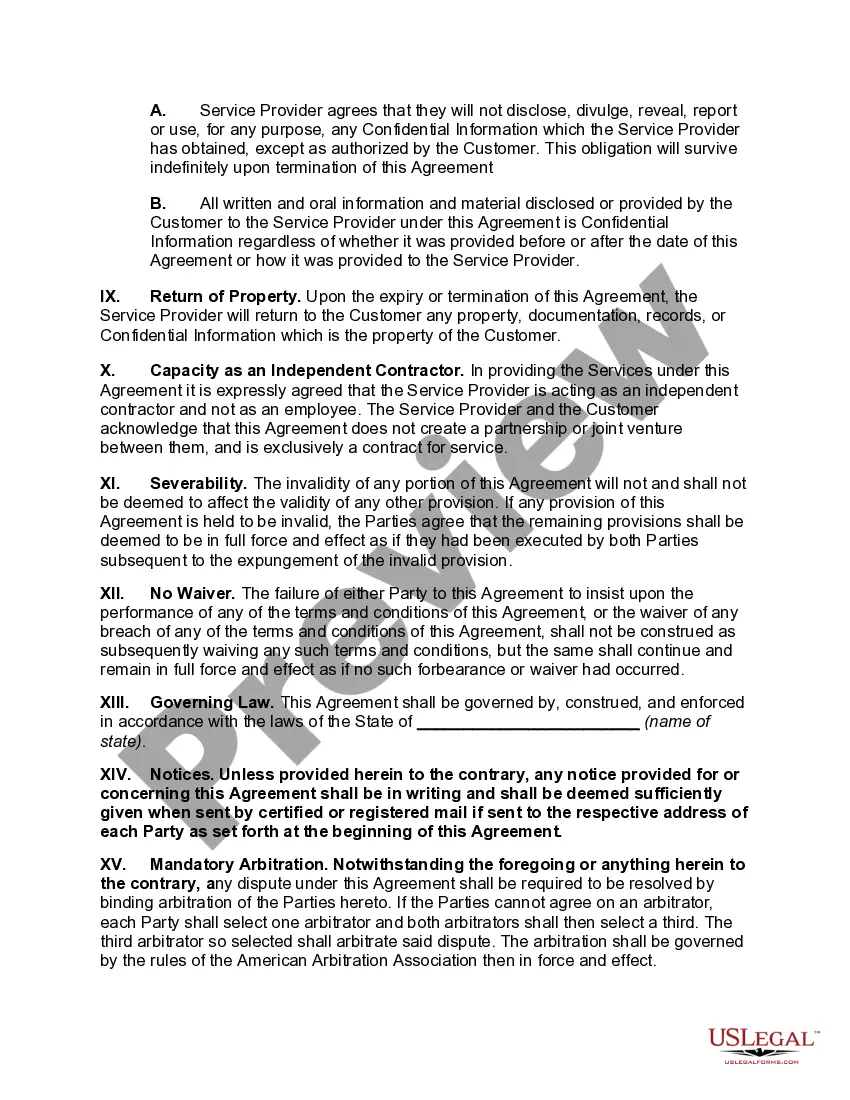 Preview General Service Agreement