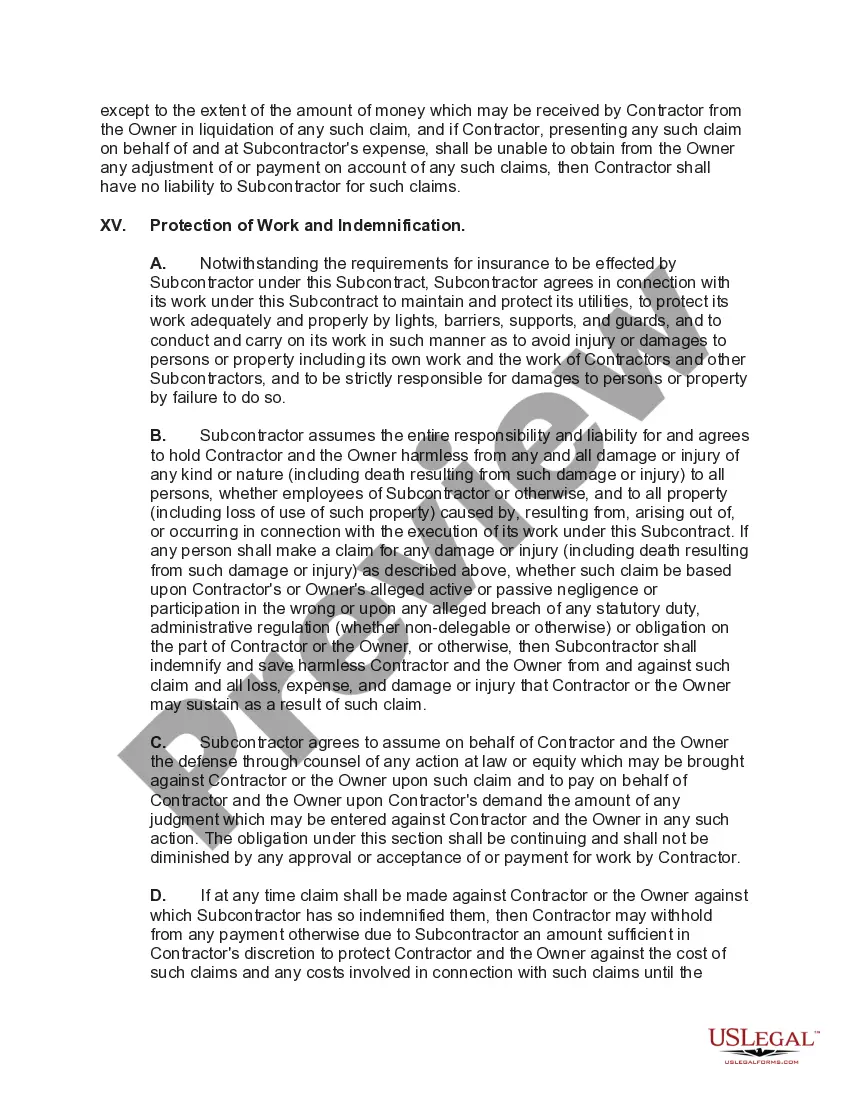 Get Subcontract for Construction of Portion of or Materials to go into Building Preview Subcontract for Construction of Portion of or Materials to go into Building