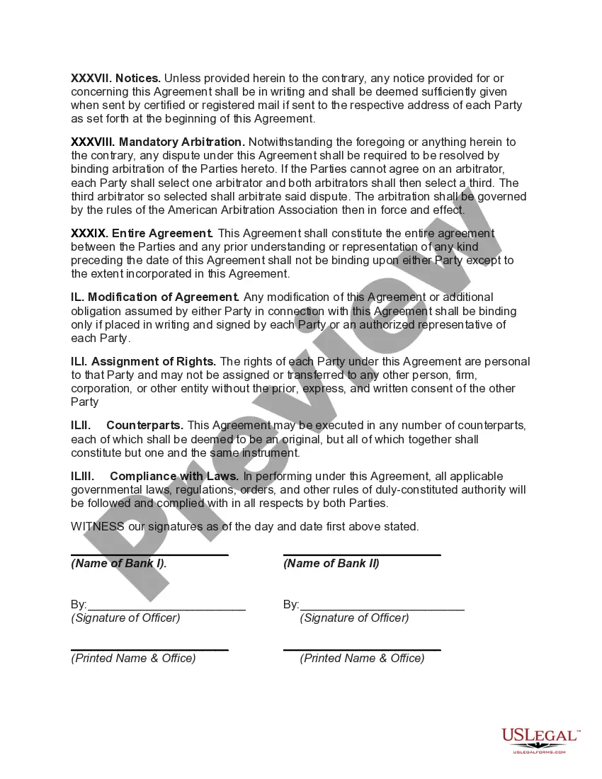 Preview Agreement to Consolidate and Form New Bank