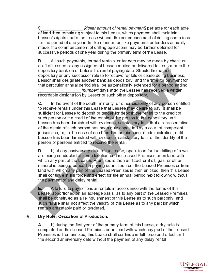 Preview Oil and Gas Lease with Pooling Rights