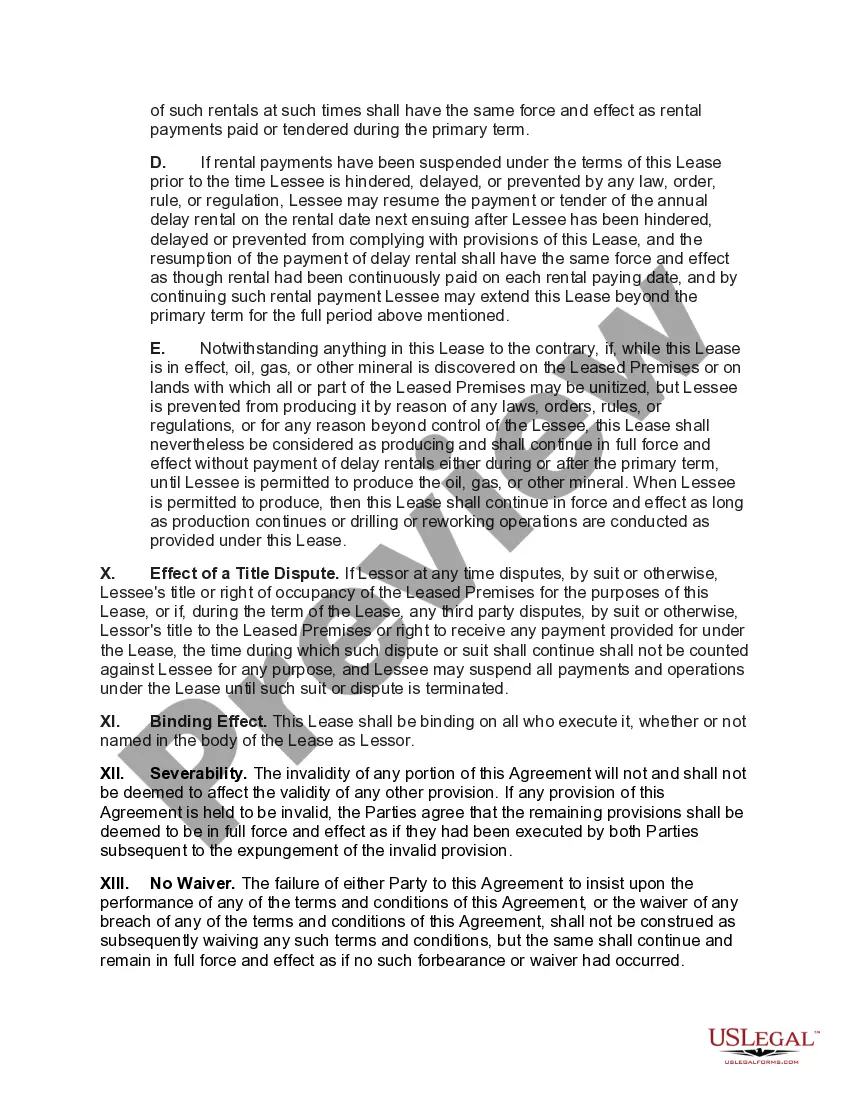 Preview Oil and Gas Lease with Pooling Rights