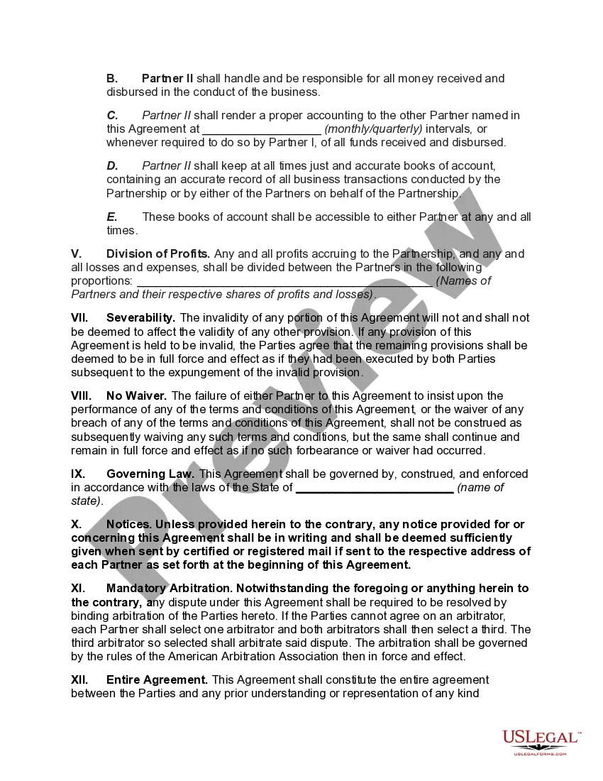 Preview General Form of Mining Partnership Agreement