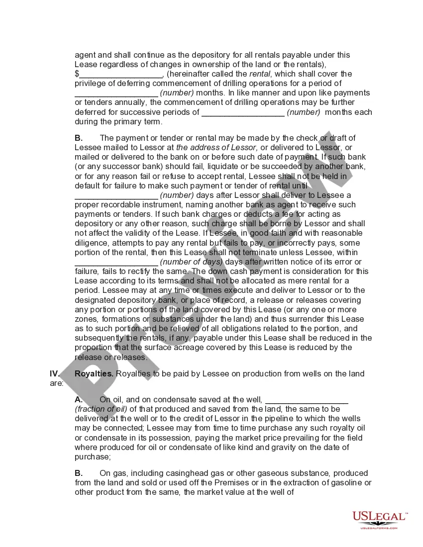 Preview Mining Lease of Oil, Gas and Other Minerals