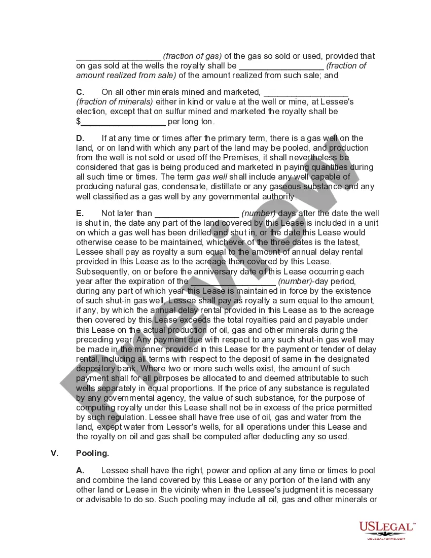 Preview Mining Lease of Oil, Gas and Other Minerals