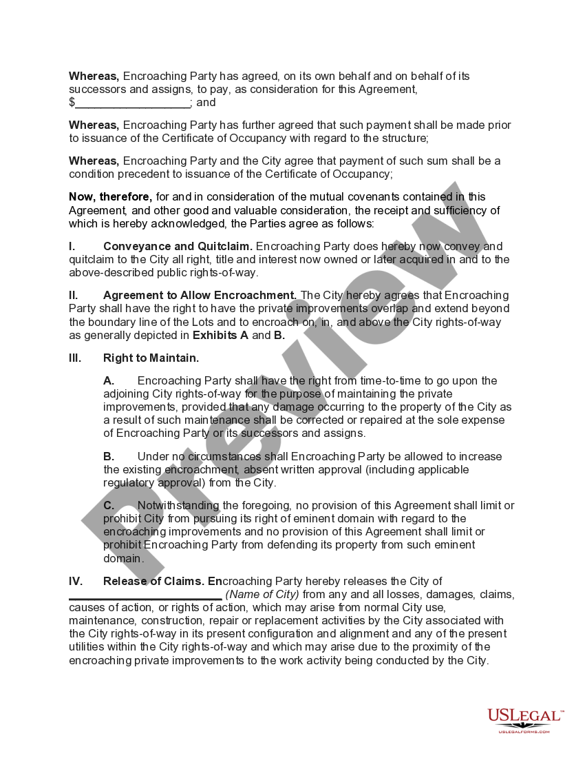 Agreement between Municipality and Owner of Land Adjoining Public Right