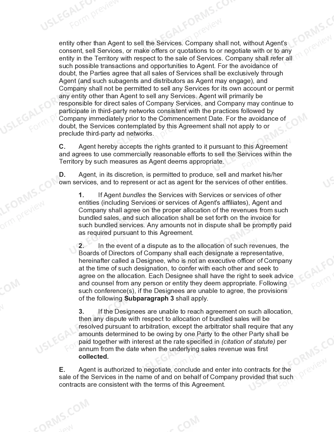 Preview Sales Agency Agreement with Exclusive Agent regarding Sale of Advertising and Sponsorships for On-Line Store