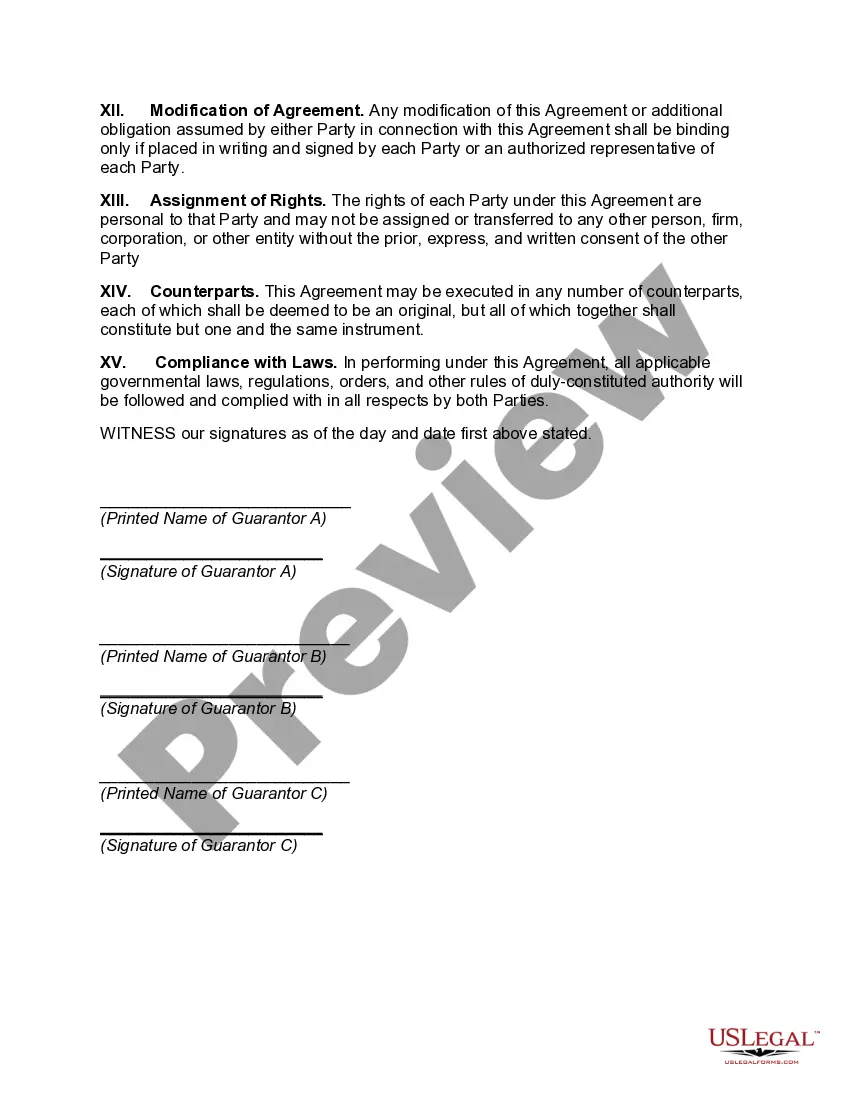 Preview Indemnification Agreement between Shareholders who have Jointly and Severally Guaranteed Debt of Corporation