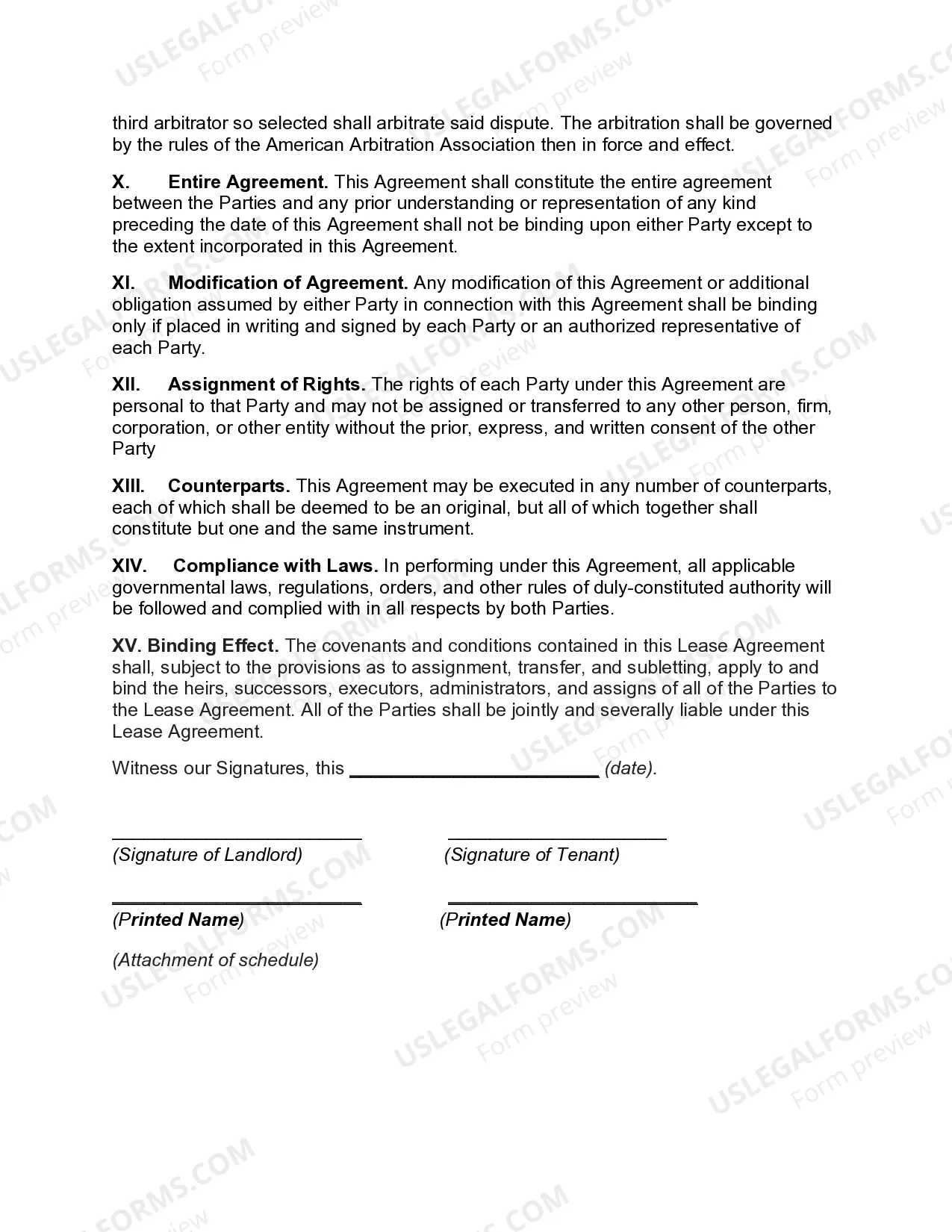 Preview Agreement to Lease Beach House