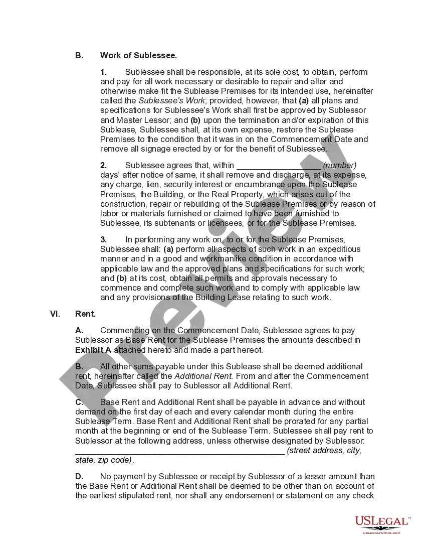 Preview Sublease of Building