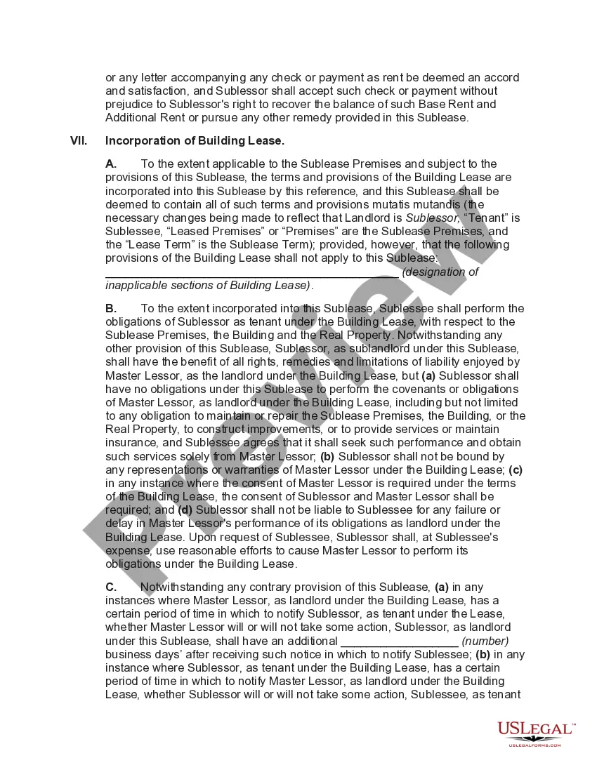 Preview Sublease of Building