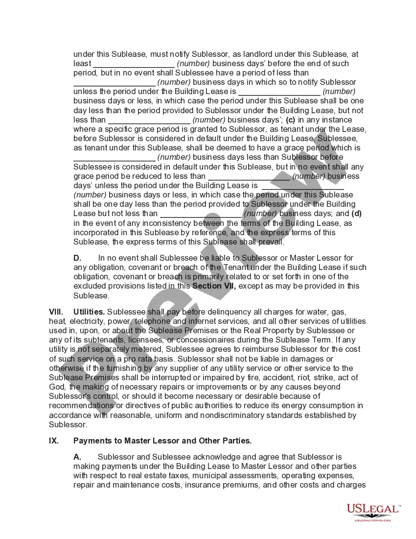 Preview Sublease of Building