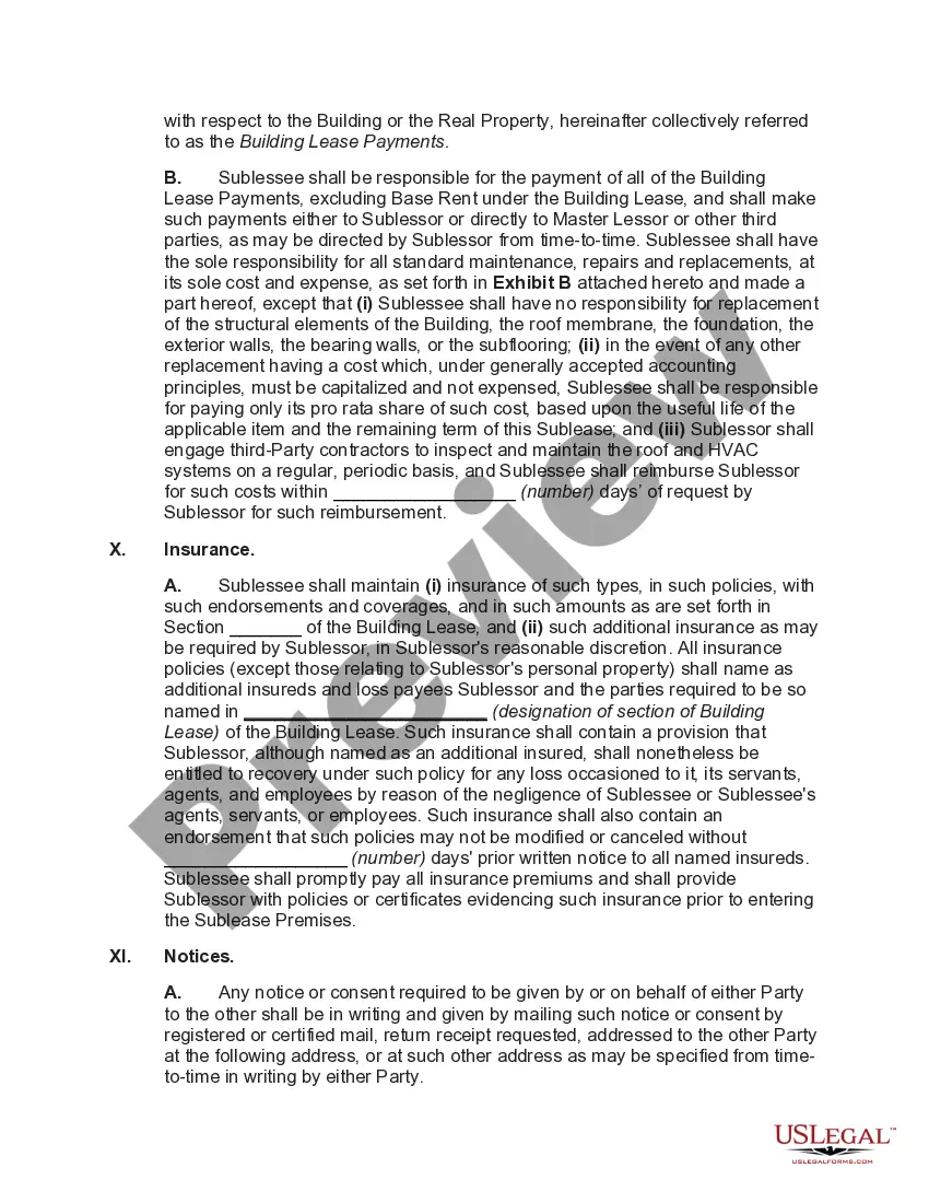 Preview Sublease of Building