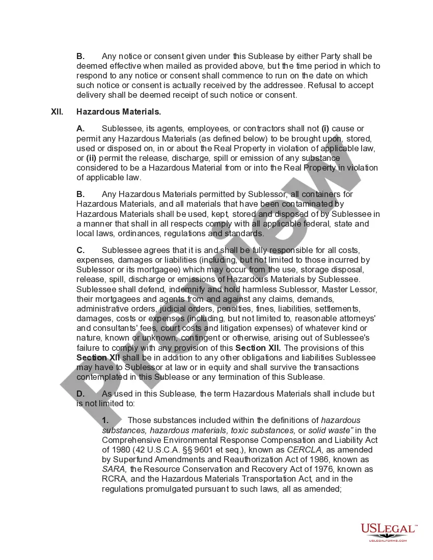 Preview Sublease of Building