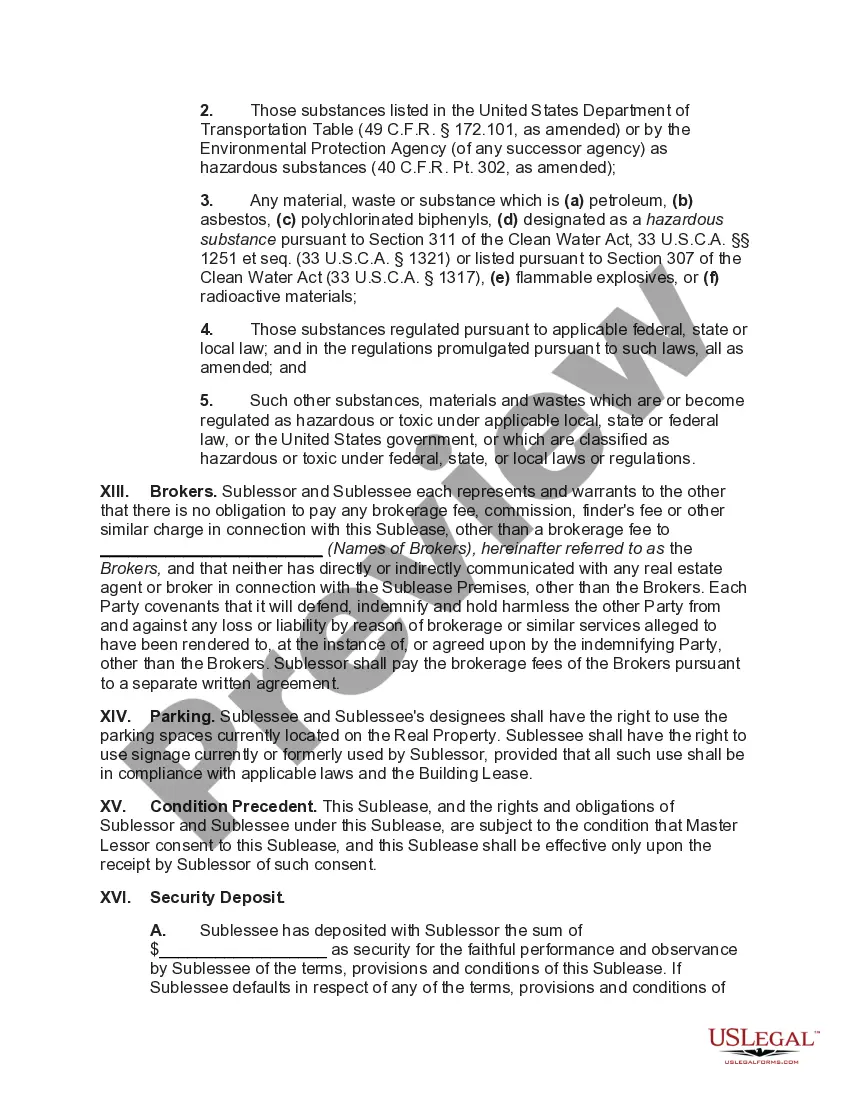 Preview Sublease of Building