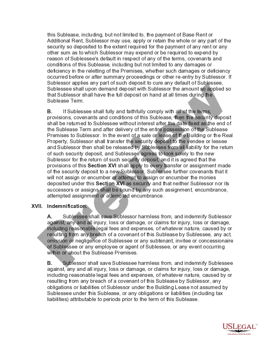 Preview Sublease of Building