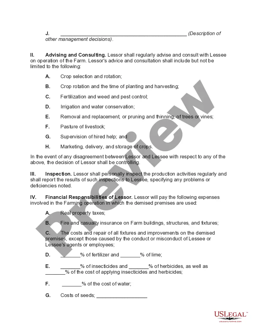 Preview Material Participation Agreement in Farm Lease